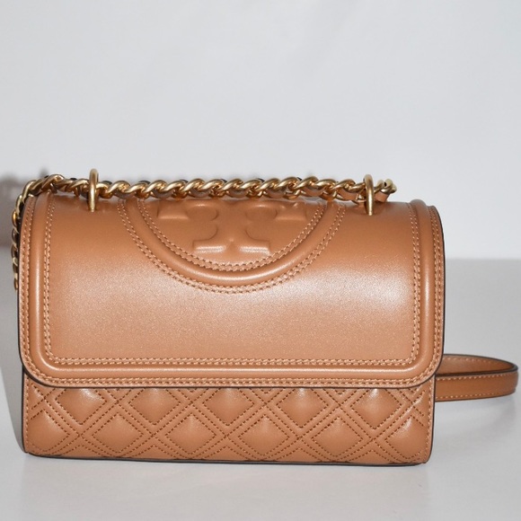 TORY BURCH KOBICHA LEATHER SMALL FLEMING CONVERTIBLE BAG - Picture 1 of 13